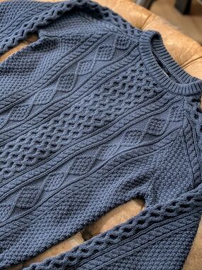 L.L. Bean Signature Men's Cotton Fisherman's Cable Knit Sweater Size M Chunky